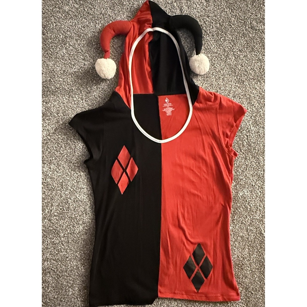 DC Comics Harley Quinn Halloween Costume Hoodie Shirt Plus 3XL Batman Red Black